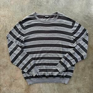 Vintage Grey and Black Striped Crewneck Sweater